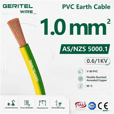 1mm لچکدار ارتھ کیبل 0.6/1kV V90 PVC کلاس 5 کاپر