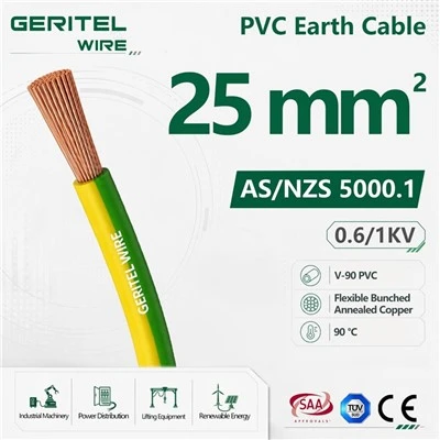 25 ملی میٹر لچکدار ارتھ کیبل 600/1000V کلاس 5 کاپر